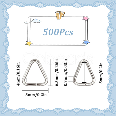 SUNNYCLUE 500Pcs 304 Stainless Steel Triangle Rings STAS-SC0005-43-1