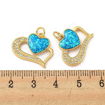 Valentine's Day Brass Micro Pave Cubic Zirconia with Synthetic Opal Pendants KK-D096-02A-G-1