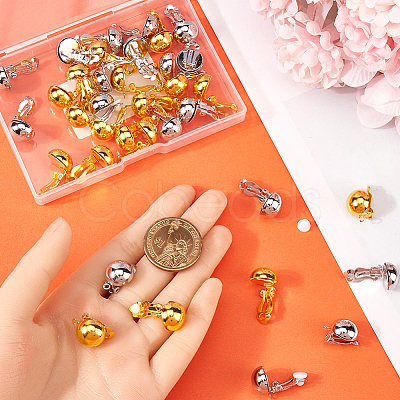 40Pcs 2 Colors Brass Clip-on Earring Findings KK-SP0001-13-1
