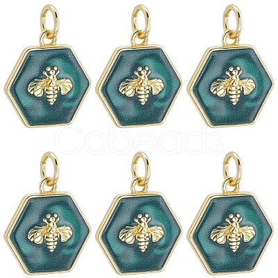 6Pcs Brass Enamel Charms KK-BBC0020-70-1