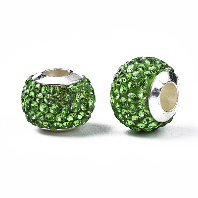 Handmade Polymer Clay Rhinestone European Beads RB-N053-001-07-1