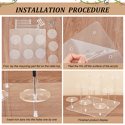 3-Tier Round Transparent Acrylic Toys Action Figures Display Riser Stands ODIS-WH0030-24B-1