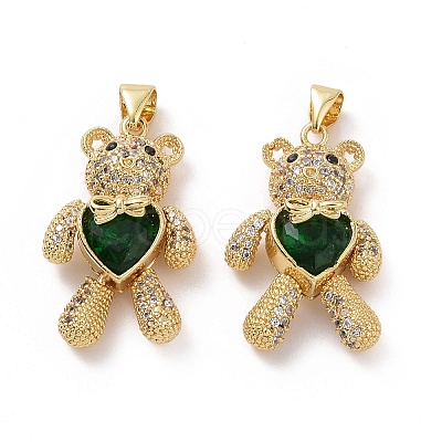 Brass Cubic Zirconia Pendants KK-G453-03G-1