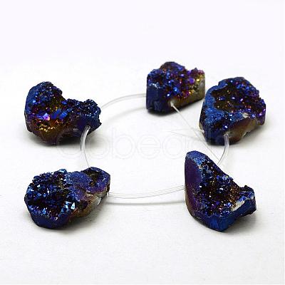 Electroplated Natural Druzy Agate Beads Strands G-N0259-02-1