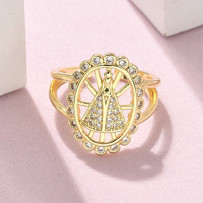 Brass Micro Pave Cubic Zirconia Cuff Rings RJEW-P149-01B-G-1
