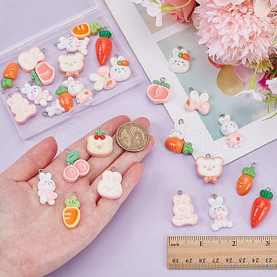 30Pcs 15 Styles Opaque Resin Pendants RESI-WR0001-10-1