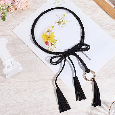 Handmade Imitation Leather Braided Rope Tie Belts AJEW-WH20006-398A-1