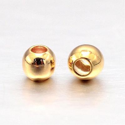 Real Gold Plated Brass Round Spacer Beads KK-L147-197-2mm-NR-1