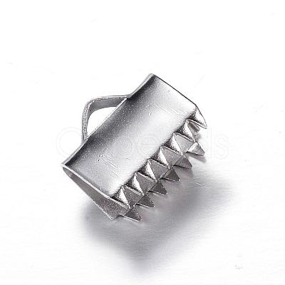 Tarnish Resistant 304 Stainless Steel Ribbon Crimp Ends STAS-P090-04-1