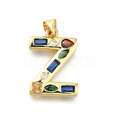 Brass Micro Pave Clear Cubic Zirconia Pendants KK-G521-01G-Z-01-1