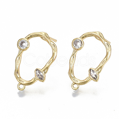 Brass Micro Pave Clear Cubic Zirconia Stud Earring Findings LS-KK-T062-48G-NF-1