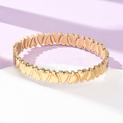 Valentine's Day 304 Stainless Steel Heart Open Hinged Cuff Bangles for Women SA-CBA7A40-07G-1
