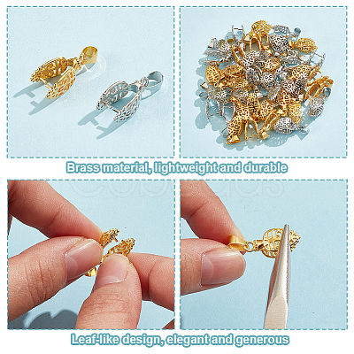 40Pcs 2 Colors Brass Ice Pick Pinch Bails KK-GO0002-15-1