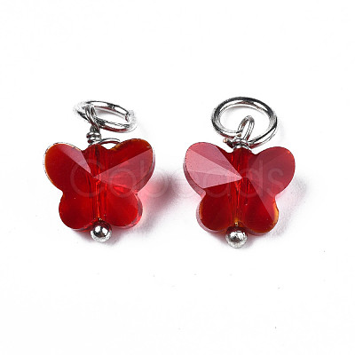 Faceted Transparent Glass Charms GLAA-T024-06I-1