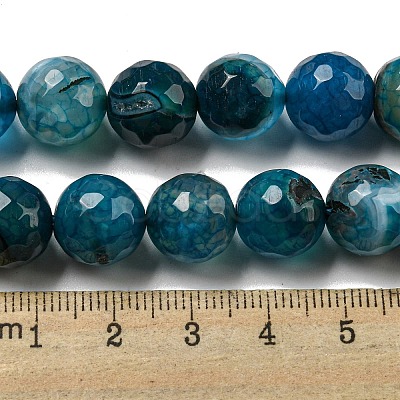Faceted Natural Dragon Veins Agate Beads Strands X-G-F447-12mm-P05-1