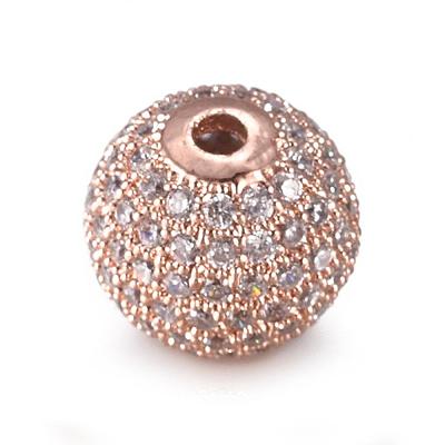 CZ Jewelry Brass Micro Pave Cubic Zirconia Round Beads ZIRC-M024-06RG-1