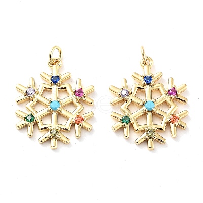 Rack Plating Brass Micro Pave Colorful Grade AAA Cubic Zirconia Pendants X-KK-M280-05G-1