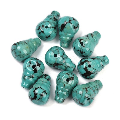 Dyed Synthetic Turquoise 3 Hole Guru Beads G-C198-01B-05-1