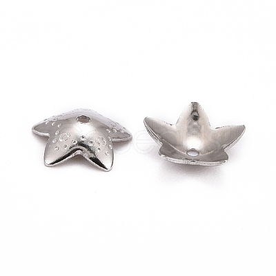 Tarnish Resistant 5-Petal Flower Smooth Surface 304 Stainless Steel Bead Caps STAS-R065-53-1