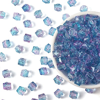 300Pcs Two Tone Transparent Spray Painted Acrylic Beads ACRP-YW0001-16H-1
