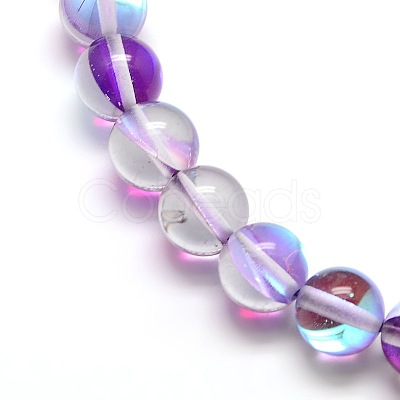 Synthetic Moonstone Beads Strands G-F143-10mm-05-1