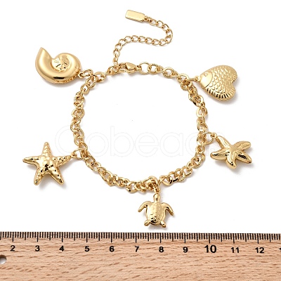 304 Stainless Steel Charm Bracelets BJEW-P368-07A-G-1