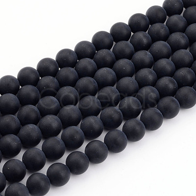 Dyed & Heated Natural Black Agate Bead Strands LS-G-H056-10mm-1