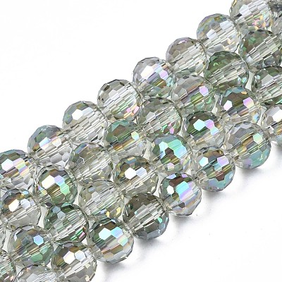 Electroplate Transparent Glass Beads Strands EGLA-N002-15-B01-1