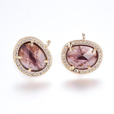 Brass Micro Pave Cubic Zirconia Stud Earring Findings ZIRC-G116-27-B04-1