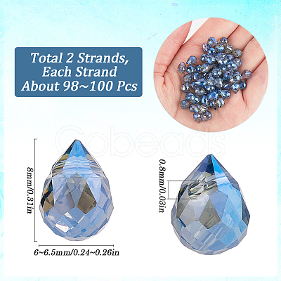 2 Strands Transparent Electroplate Glass Beads Strands EGLA-SP0001-24B-1