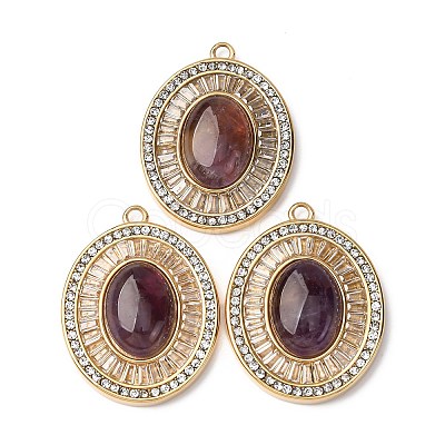 Natural Amethyst Oval Pendants STAS-L080-010G-03-1