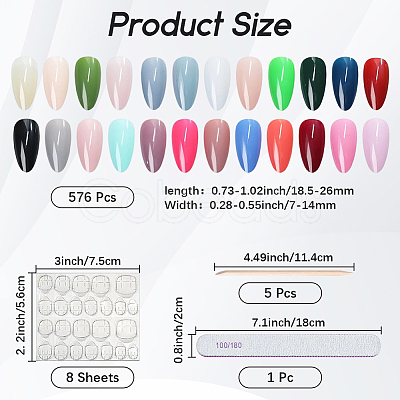 ABS Plastic Pure Color Press On False Nails MRMJ-WH20004-32B-1