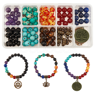 SUNNYCLUE 220Piece DIY Chakra Style Stretch Bracelet Making Kits DIY-SC0013-99-1