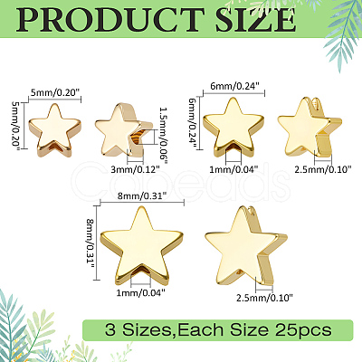 75Pcs 3 Styls Rack Plating Brass Beads KK-ME0001-97-1