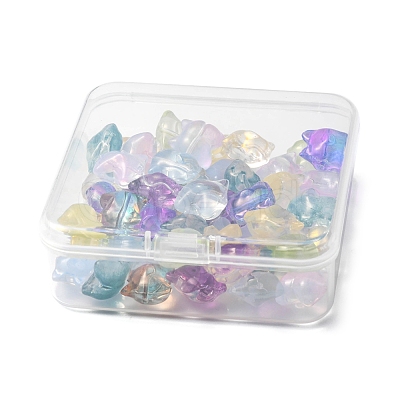 50Pcs 9 Style Transparent Spray Painted Glass Beads GLAA-FS0001-50-1