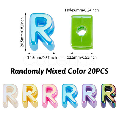 20Pcs UV Plating Opaque Acrylic European Beads OACR-TADJ0001-16R-1