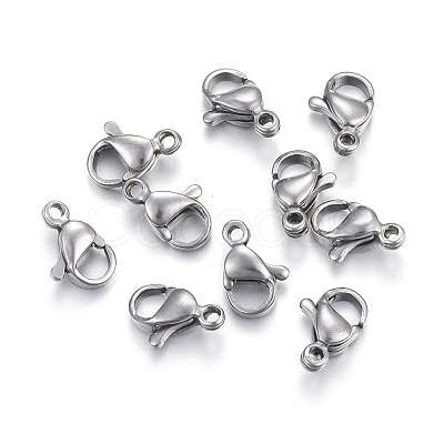 Tarnish Resistant 304 Stainless Steel Lobster Claw Clasps STAS-F182-01P-F-1