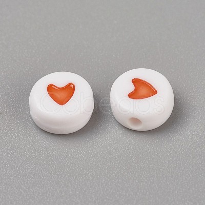Acrylic Enamel Beads OACR-WH0003-04C-1