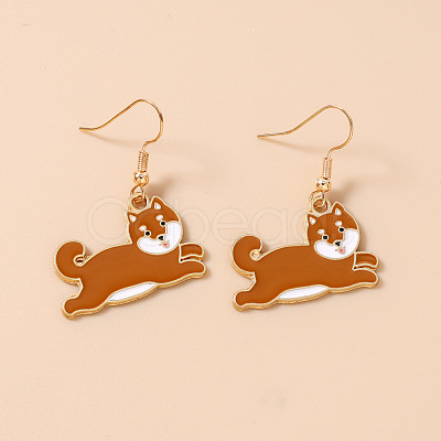 Alloy Enamel Dangle Earrings for Women WG0252C-01-1