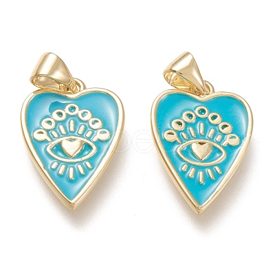 Brass Enamel Pendants ZIRC-F116-10B-G-1
