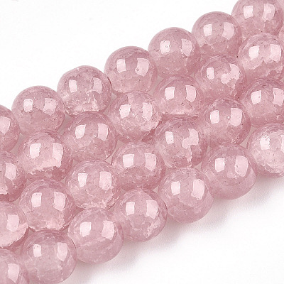 Baking Paint Crackle Glass Bead Strands DGLA-Q023-8mm-YS7-1