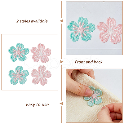 60Pcs 2 Colors Flower Polyester Ornament Accessories DIY-HS0002-28-1