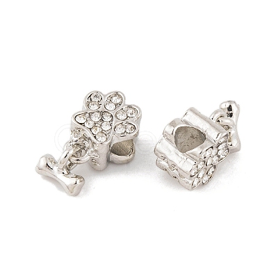 Rack Plating Alloy Rhinestone European Dangle Charms FIND-C055-19P-01-1