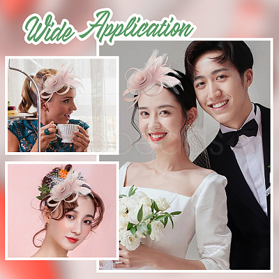 Polyester & Fether Hair Accessories AJEW-WH0031-31B-1