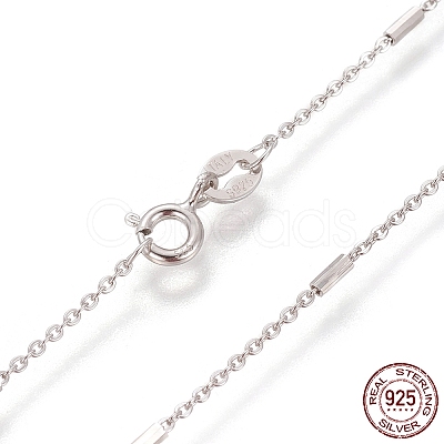 Anti-Tarnish Rhodium Plated 925 Sterling Silver Cable Chain Necklaces STER-L059-15P-1
