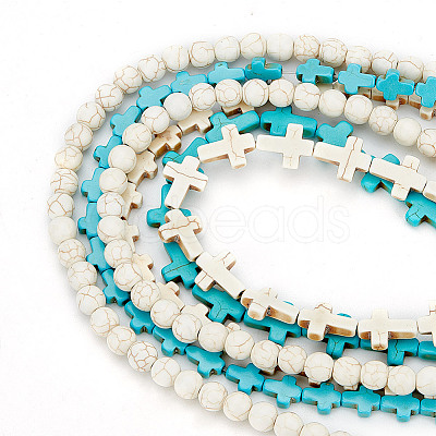 6 Styles Synthetic Turquoise Beads Strands Sets TURQ-GO0001-01-1
