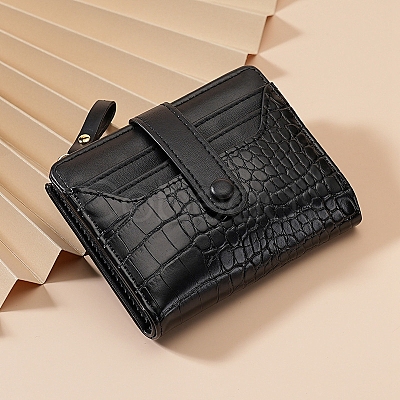 PU Leather Crocodile Textured Zipper Wallets PW-WG74C64-01-1