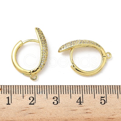 Brass Micro Pave Clear Cubic Zirconia Oval Hoop Earring Findings KK-G536-03G-1