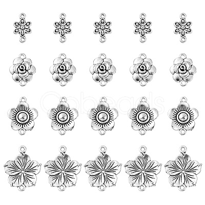 20Pcs 4 Styles Tibetan Style Zinc Alloy Connector Charms FIND-YW0003-08-1