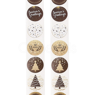 500Pcs Christmas Theme Round Stickers AJEW-S090-04F-1